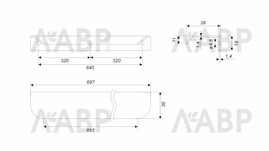 ручка Боярд/RT810BL.1/640/700 / 769160-3 / оптом и в розницу / мебельная фурнитура "ЛАВР"