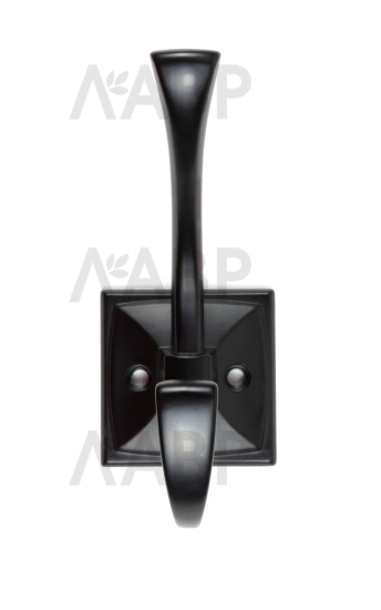 Крючок мебельный двухрожковый черный K216BL.8 Boyard / 707166-1 / оптом и в розницу / мебельная фурнитура "ЛАВР"