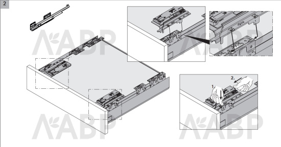 Комплект направляющих Actro для ящиков ArciTech с доводчиком 450мм 9240872 Hettich / 97386 / оптом и в розницу / мебельная фурнитура "ЛАВР"