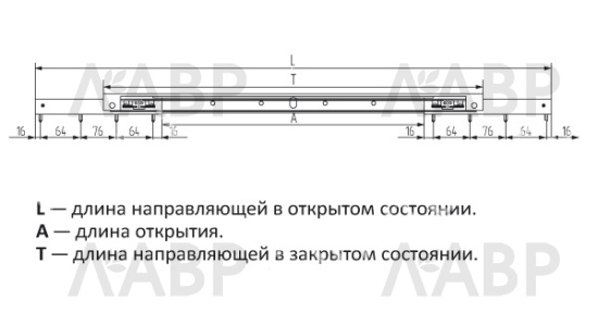 Направляющие для раздвижного стола внутренние синхронные HMR 88 / 06058-1 / оптом и в розницу / мебельная фурнитура "ЛАВР"