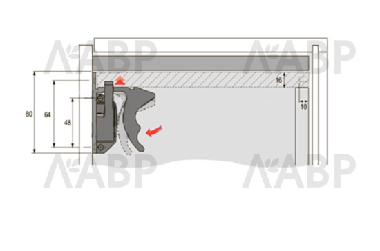 Фиксатор направляющих Quadro для деревянных ящиков левый/9144830 Hettich / 37115 / оптом и в розницу / мебельная фурнитура "ЛАВР"