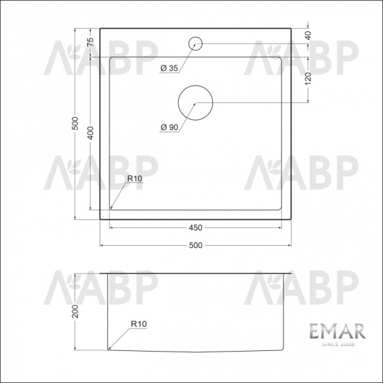 мойка EMB-117A PVD Nano Golden универс. монтаж  / 62859 / оптом и в розницу / мебельная фурнитура "ЛАВР"