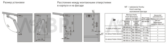Подъемный механизм MINILIFT NEW MEDIUM для фасада 3,5-4,5кг хром PD-MINILIFTNEW-MEDIUM GTV / 06111 / оптом и в розницу / мебельная фурнитура "ЛАВР"