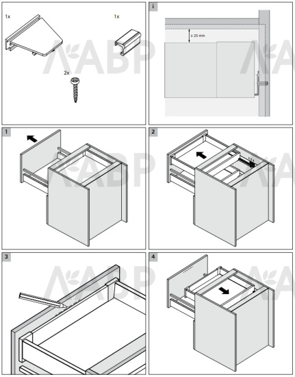 Фиксатор внутреннего ящика InnoTech Atira серый 9235838 Hettich / 37611 / оптом и в розницу / мебельная фурнитура "ЛАВР"