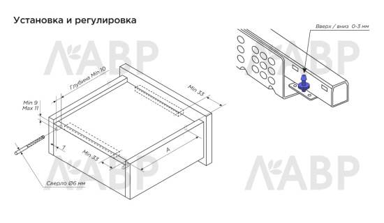 направляющие Laurus 100% скрытого насадного монтажа с доводчиком 300 мм  / 509231 / оптом и в розницу / мебельная фурнитура "ЛАВР"