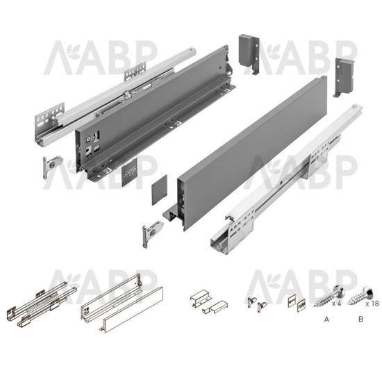 ящик GTV AXIS PRO 86*500мм, доводчик, 40кг, антрацит/PB-AXISPRO-KPL500A / 09521 / оптом и в розницу / мебельная фурнитура "ЛАВР"