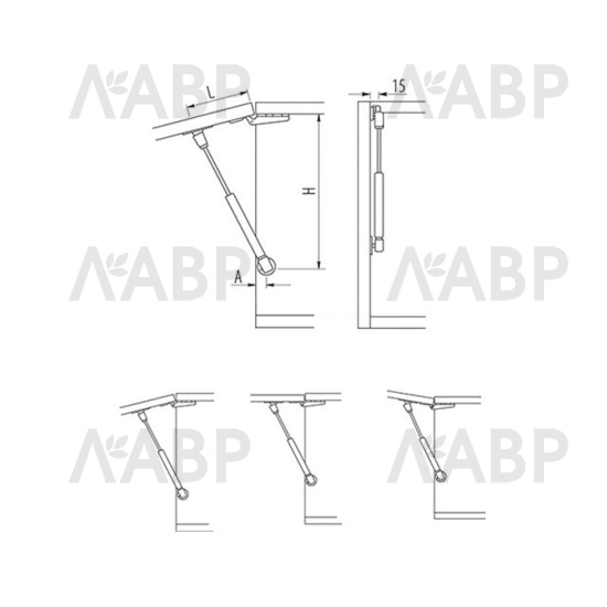 Газовый лифт нагрузка 60Н алюминий PD-G0060-N02 GTV / 06067 / оптом и в розницу / мебельная фурнитура "ЛАВР"