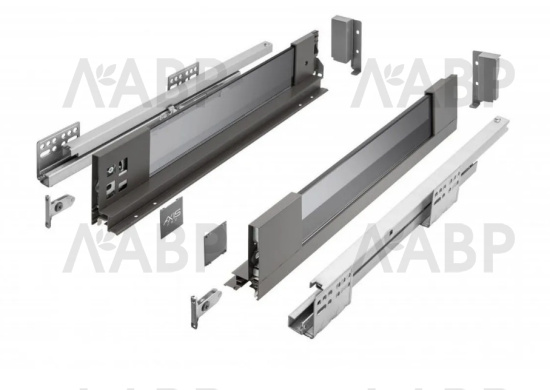 ящик GTV AXIS PRO GLASS 86*450мм, доводчик, 40кг, антрацит/PB-AXISPRO-GLASS-KPL450A / 09960 / оптом и в розницу / мебельная фурнитура "ЛАВР"
