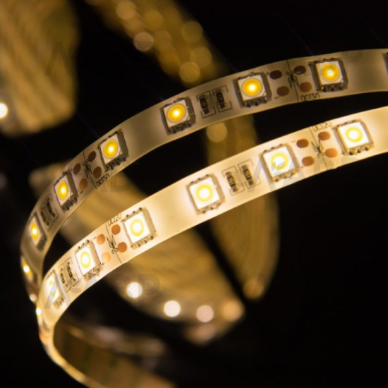 Лента светодиодная SMD5050 (60 диодов на метр) 12В 14,4Вт/м теплый белый, катушка 5м / 33090 / оптом и в розницу / мебельная фурнитура "ЛАВР"