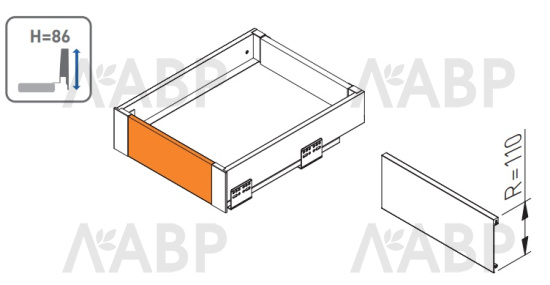 ящик GTV AXIS PRO*компл. низкого внутр.ящика 86мм, 1200 мм, белый (20шт)/PB-AXISPRO-ZESWEW-A1 / 09567 / оптом и в розницу / мебельная фурнитура "ЛАВР"