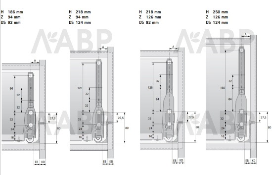 Выдвижной ящик ArciTech с надставками DesignSide 186/94*500мм, БЕЗ напрвляющих антрацит 9150551 Hettich / 97013 / оптом и в розницу / мебельная фурнитура "ЛАВР"