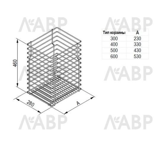 корзина для белья 564*320*540мм, белый, WE29.0150.01.003 / 25726 / оптом и в розницу / мебельная фурнитура "ЛАВР"