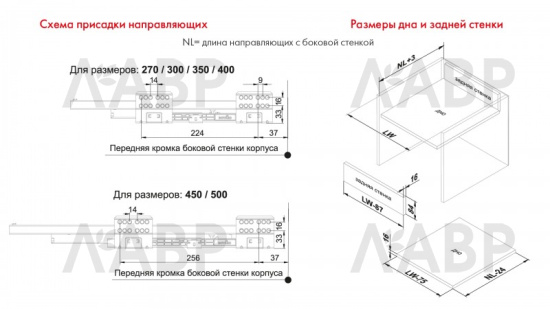 Выдвижной ящик СТАРТ с доводчиком 105*500мм серый SB08GR.1/500 Boyard  / 709418 / оптом и в розницу / мебельная фурнитура "ЛАВР"