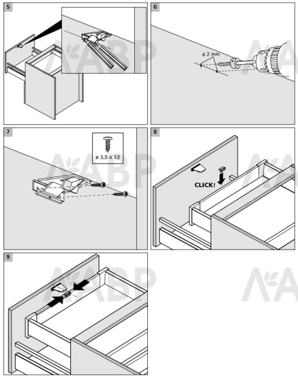 Фиксатор внутреннего ящика InnoTech Atira серый 9235838 Hettich / 37611 / оптом и в розницу / мебельная фурнитура "ЛАВР"
