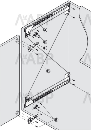 Slido Eclipse 16 IF/VF фурнитура для поворотно-выдвижных дверей 536мм/408.25.355 Hafele / 49498 / оптом и в розницу / мебельная фурнитура "ЛАВР"