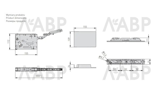 подъемник GTV HORIZON Push To Open, F1100-2250, H300-650мм, вес 2,8-7кг, белый/PD-H-P2O-MEDIUM-10 / 06169 / оптом и в розницу / мебельная фурнитура "ЛАВР"