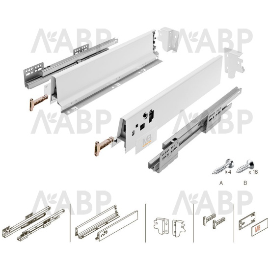 ящик GTV MODERN BOX PRO 84*450мм, доводчик, 40кг, белый/PB-MBPRO-KPL450A1 / 09702 / оптом и в розницу / мебельная фурнитура "ЛАВР"