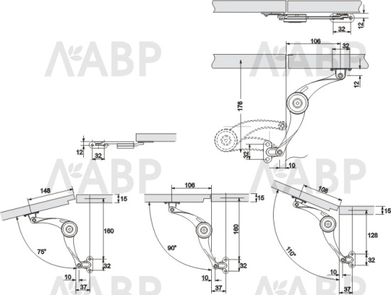 Кронштейн механический DESIGNE хром PD-GPD01-001 GTV / 06009-1 / оптом и в розницу / мебельная фурнитура "ЛАВР"