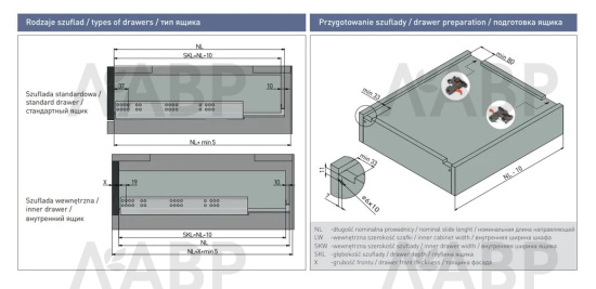 направляющие скрытого монтажа GTV 300мм, PUSH to open, 35кг(6шт)/PB-3D0FPO18-300-PRO / 09547 / оптом и в розницу / мебельная фурнитура "ЛАВР"