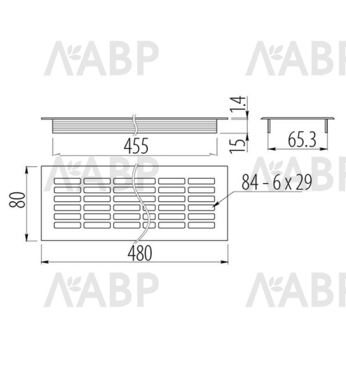 Решетка вентиляционная алюминиевая 480*80мм алюминий KK-W80800-D0 GTV / 16158 / оптом и в розницу / мебельная фурнитура "ЛАВР"