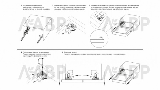 направляющие 100% скрытого монтажа 350 мм/DB8981Zn/350 B-Slide (10) / 709584-1 / оптом и в розницу / мебельная фурнитура "ЛАВР"