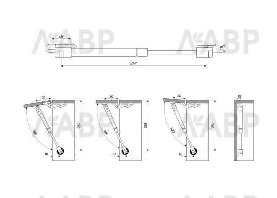 Газовыйф лифт нагрузка 50Н GSO1 / 06019 / оптом и в розницу / мебельная фурнитура "ЛАВР"
