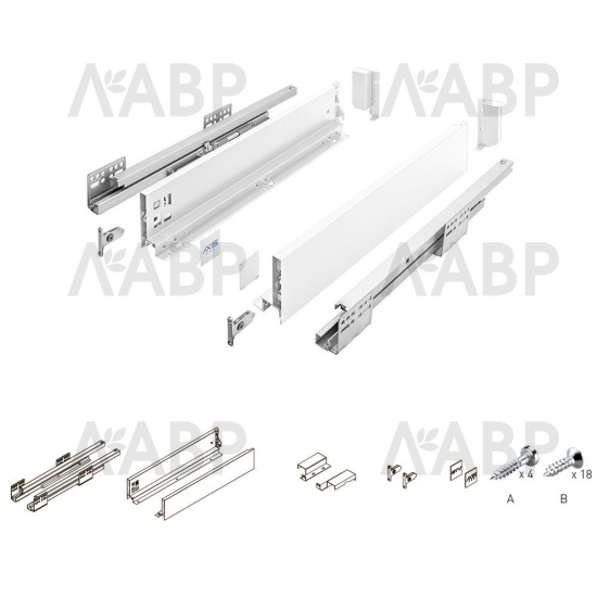ящик GTV AXIS PRO 86*500мм, доводчик, 40кг, белый/PB-AXISPRO-KPL500A1 / 09522 / оптом и в розницу / мебельная фурнитура "ЛАВР"