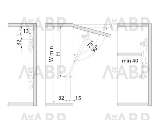 Газовый лифт нагрузка 60Н с доводчиком PD-GAM060-N02 GTV / 06054 / оптом и в розницу / мебельная фурнитура "ЛАВР"