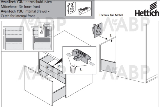 Фиксатор передней панели внутреннего ящика AvanTech You антрацит 9257736 Hettich / 97089 / оптом и в розницу / мебельная фурнитура "ЛАВР"