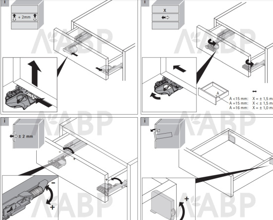 Механизмы регулировки наклона для направляющих Quadro 4DV6 9247529 Hettich / 37752 / оптом и в розницу / мебельная фурнитура "ЛАВР"