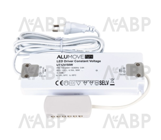 трансформатор UT12V/50W, IP44, кабель 2м, 12 разъемов MiniPlug, 22*64*185/301004-AC / 33509 / оптом и в розницу / мебельная фурнитура "ЛАВР"
