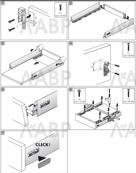 Держатель передней стенки ящика InnoTech пластик белый 1061450 Hettich / 37038 / оптом и в розницу / мебельная фурнитура "ЛАВР"