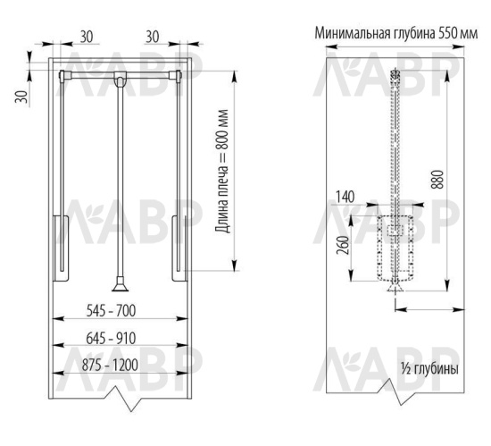 Пантограф масляный 875-1200мм сталь/черный PG-ST83115-20 GTV / 16311 / оптом и в розницу / мебельная фурнитура "ЛАВР"