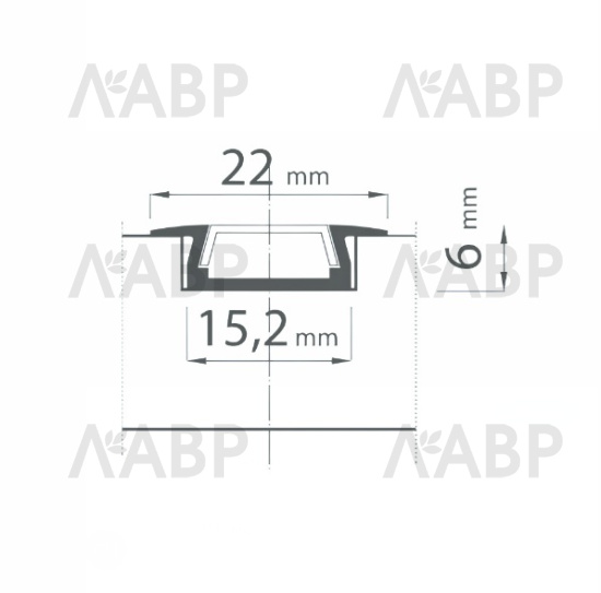 профиль д/светод ленты врезной 2206, 2000мм, алюминий (профиль, экран, заглушки-2шт) / 33063 / оптом и в розницу / мебельная фурнитура "ЛАВР"