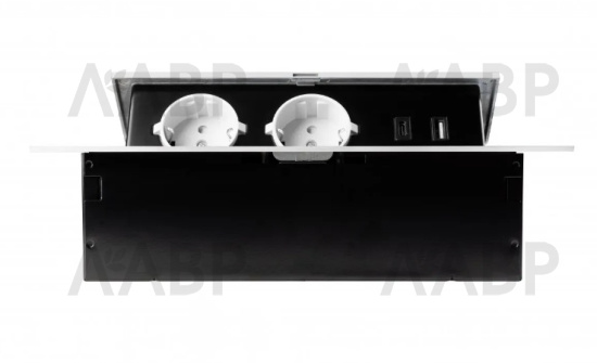 удлинитель GTV врезной прямоугольный 2 розетки, USB A+C, белый/AE-PBU02GS-10N / 16287-1 / оптом и в розницу / мебельная фурнитура "ЛАВР"