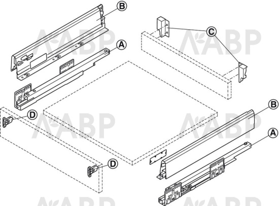 Выдвижной ящик Matrix Box 84*450мм Soft-Close белый 552.56.794 Hafele / 94076 / оптом и в розницу / мебельная фурнитура "ЛАВР"