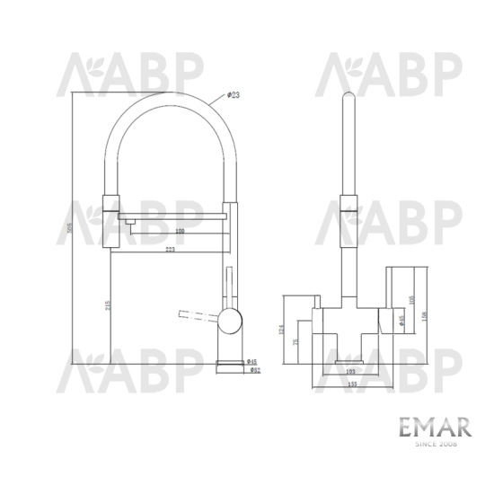 Смеситель EMAR 7024 PVD Satin / 62870 / оптом и в розницу / мебельная фурнитура "ЛАВР"
