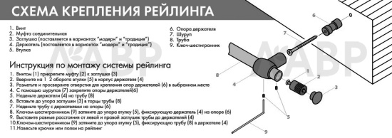 Труба рейлинг D16 длина 1000мм хром / 18095 / оптом и в розницу / мебельная фурнитура "ЛАВР"