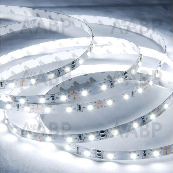 Лента светодиодная SMD2835 (120 диодов на метр) 12В 9,6Вт/м холодный белый, катушка 5м / 33085 / оптом и в розницу / мебельная фурнитура "ЛАВР"