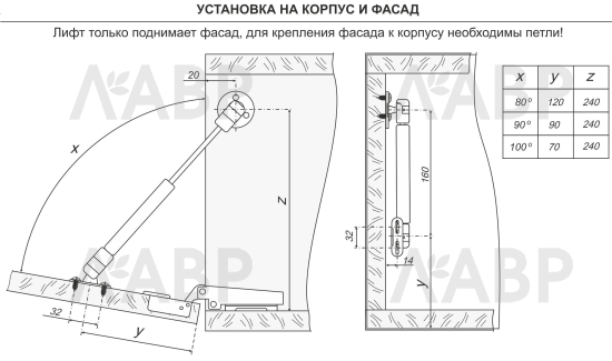 Газовый лифт нагрузка 50Н секретерный GL103GR/50/3 Boyard / 706043 / оптом и в розницу / мебельная фурнитура "ЛАВР"
