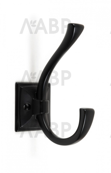 Крючок мебельный двухрожковый черный K216BL.8 Boyard / 707166-1 / оптом и в розницу / мебельная фурнитура "ЛАВР"